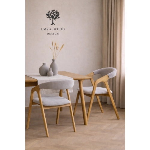 PRODUCENT Krzesło Dębowe KR-201 Kolor Tkaniny Jasno Szary / Popiel